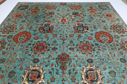 306 x 422 cm | Traditional Floral Area Rug Afghan Hand Knotted veg Dye Wool carpet