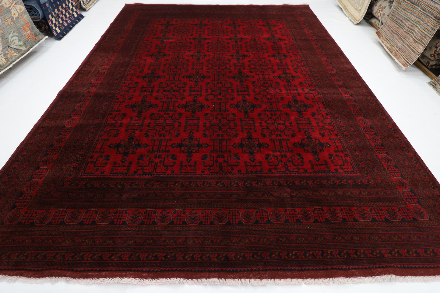 302 x 404 cm | Large Bokhara Red Area Rug Afghan Hand Knotted Wool carpet