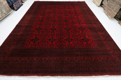 302 x 404 cm | Large Bokhara Red Area Rug Afghan Hand Knotted Wool carpet