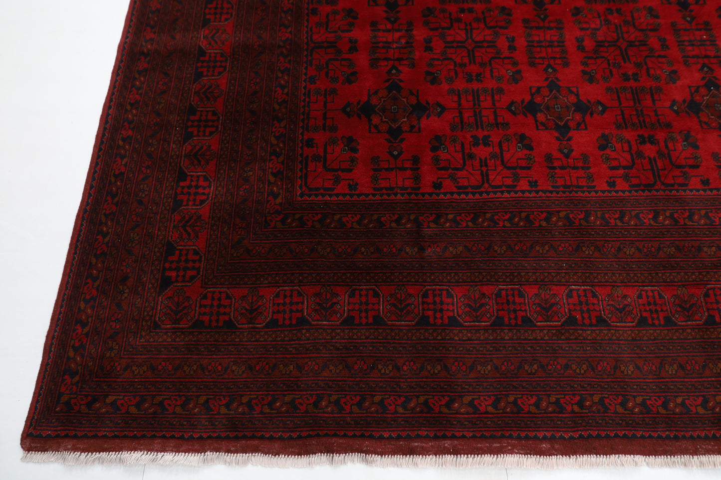 302 x 404 cm | Large Bokhara Red Area Rug Afghan Hand Knotted Wool carpet