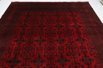 302 x 404 cm | Large Bokhara Red Area Rug Afghan Hand Knotted Wool carpet