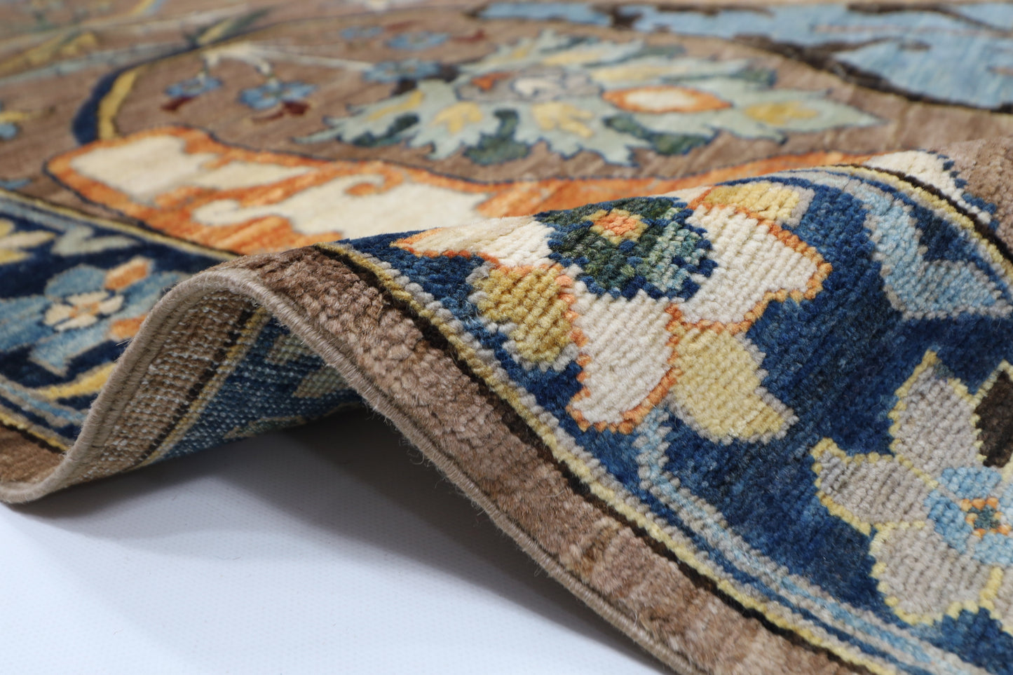 247 x 301 cm | Traditional Brown Area Rug Afghan Hand Knotted veg Dye Wool carpet