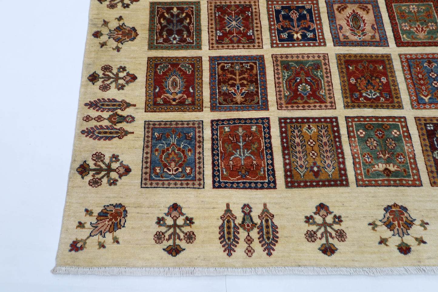 201 x 283 cm | Bakhtiari Afghan Tribal Hand Knotted Natural Veg Dye Wool Carpet