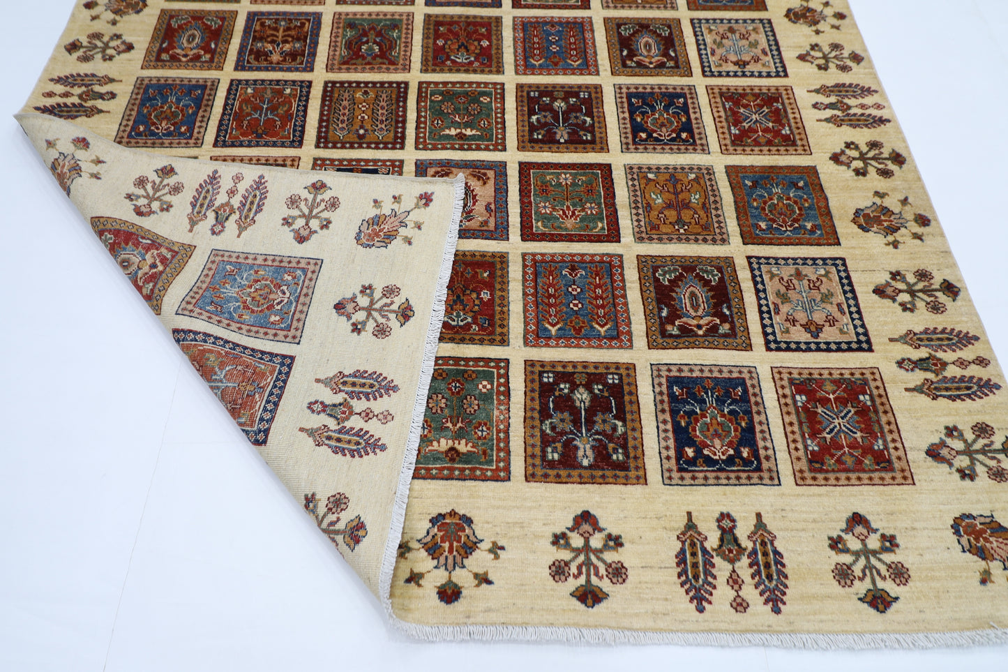 201 x 283 cm | Bakhtiari Afghan Tribal Hand Knotted Natural Veg Dye Wool Carpet