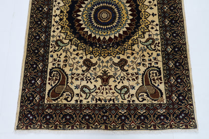 105 x 146 cm | Medallion Afghan Tribal Hand Knotted Natural Veg Dye Wool Carpet