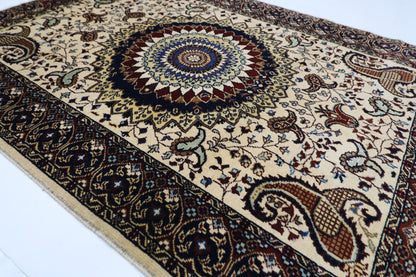 105 x 146 cm | Medallion Afghan Tribal Hand Knotted Natural Veg Dye Wool Carpet