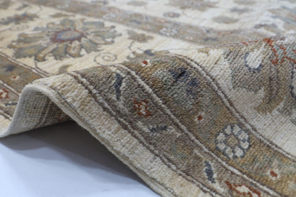 275 x 365 cm | Floral beige Area Rug Afghan Hand Knotted Veg Dye Wool carpet