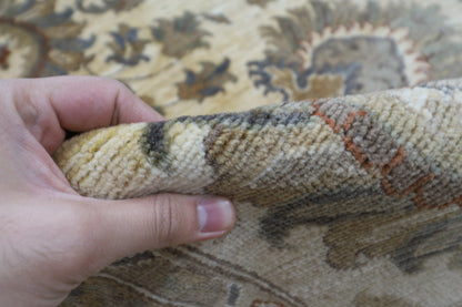 275 x 365 cm | Floral beige Area Rug Afghan Hand Knotted Veg Dye Wool carpet