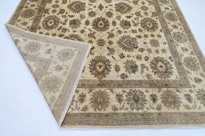 275 x 365 cm | Floral beige Area Rug Afghan Hand Knotted Veg Dye Wool carpet