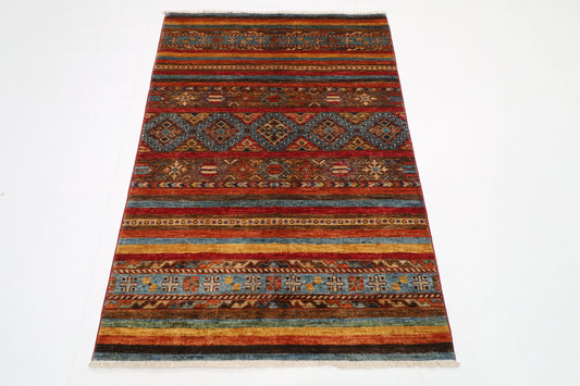 105 x 152 cm | Khorjun Afghan Tribal Hand Knotted Natural Veg Dye Wool Carpet