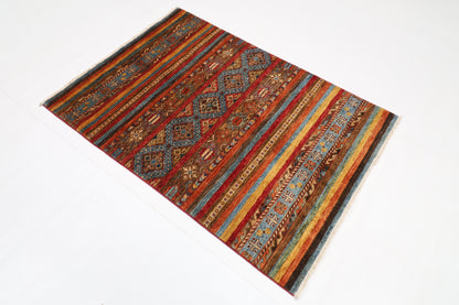 105 x 152 cm | Khorjun Afghan Tribal Hand Knotted Natural Veg Dye Wool Carpet