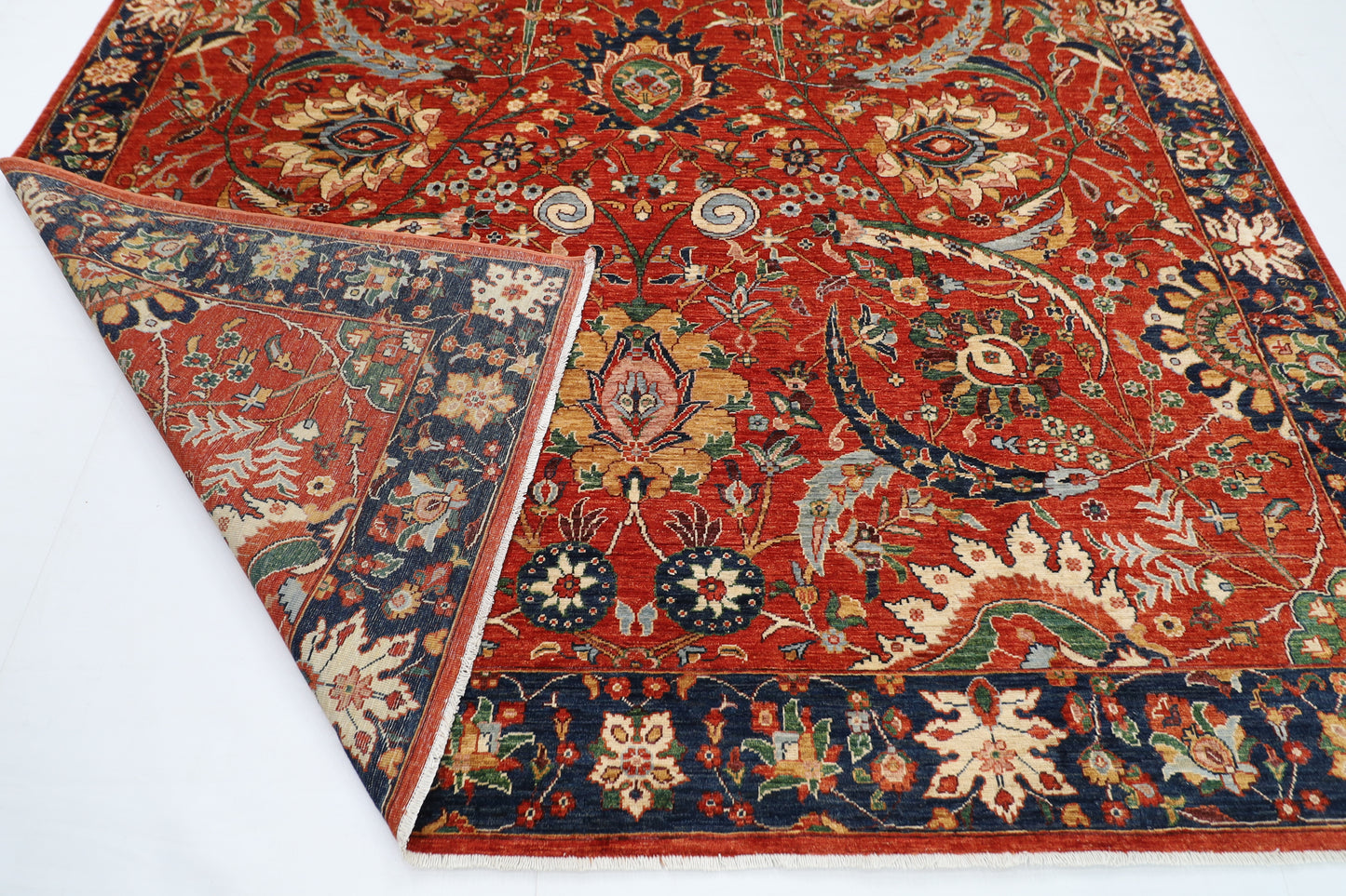 274 x 371 cm | Traditional Red Area Rug Afghan Hand Knotted veg Dye Wool carpet