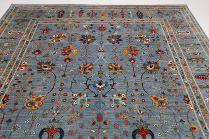 274 x 362 cm | Floral Gray Area Rug Afghan Hand Knotted Veg Dye Wool carpet