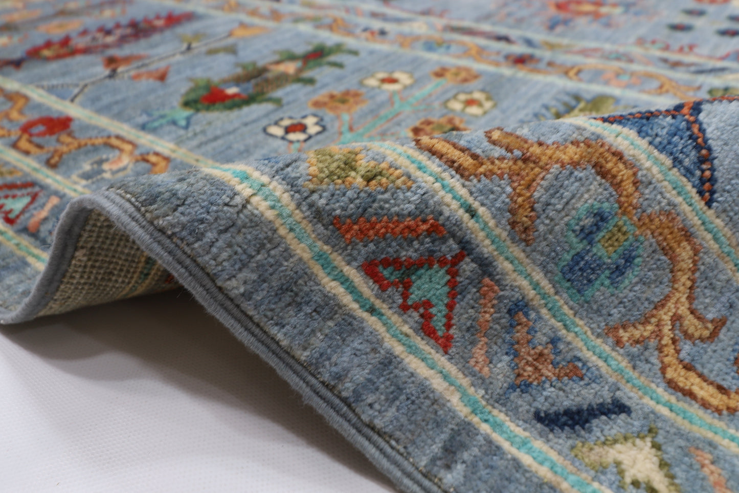 274 x 362 cm | Floral Gray Area Rug Afghan Hand Knotted Veg Dye Wool carpet