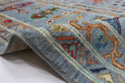 274 x 362 cm | Floral Gray Area Rug Afghan Hand Knotted Veg Dye Wool carpet