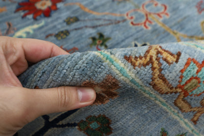 274 x 362 cm | Floral Gray Area Rug Afghan Hand Knotted Veg Dye Wool carpet