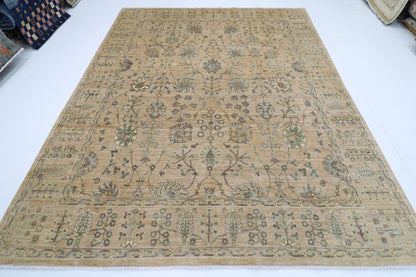 247 x 300 cm | Floral Beige Area Rug Afghan Hand Knotted Veg Dye Wool carpet