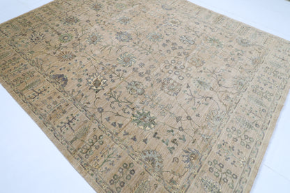 247 x 300 cm | Floral Beige Area Rug Afghan Hand Knotted Veg Dye Wool carpet