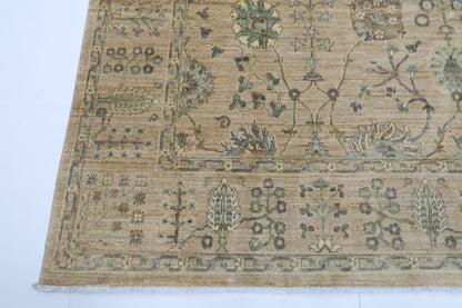 247 x 300 cm | Floral Beige Area Rug Afghan Hand Knotted Veg Dye Wool carpet