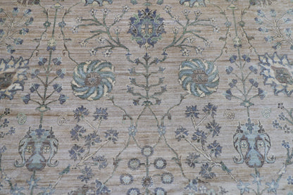 247 x 300 cm | Floral Beige Area Rug Afghan Hand Knotted Veg Dye Wool carpet