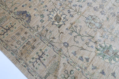 247 x 300 cm | Floral Beige Area Rug Afghan Hand Knotted Veg Dye Wool carpet