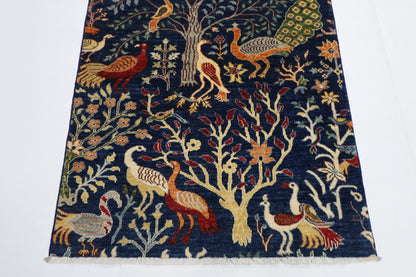 101 x 149 cm | Birds Afghan Tribal Hand Knotted Natural Veg Dye Wool Carpet