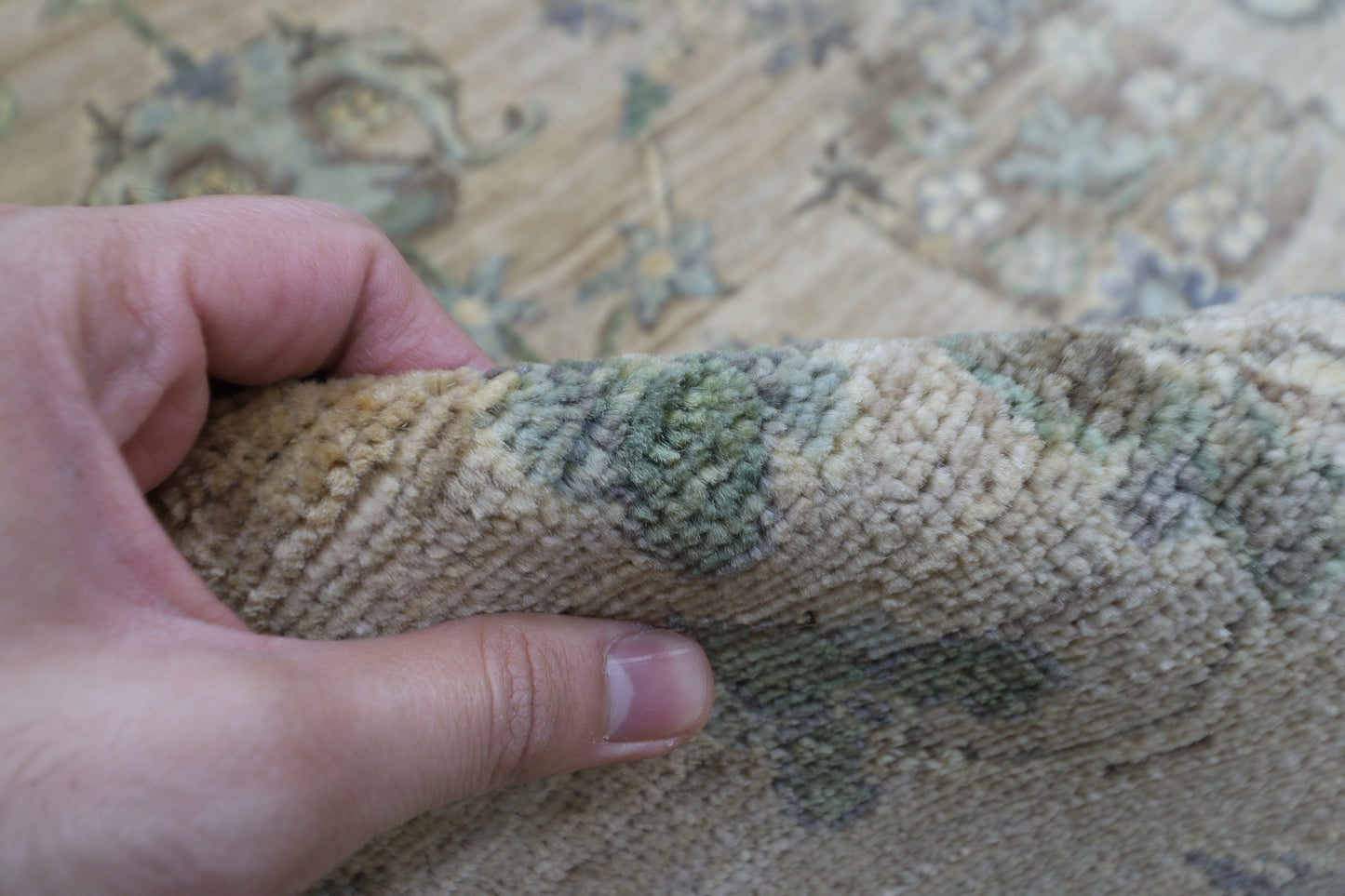 247 x 300 cm | Floral Beige Area Rug Afghan Hand Knotted Veg Dye Wool carpet