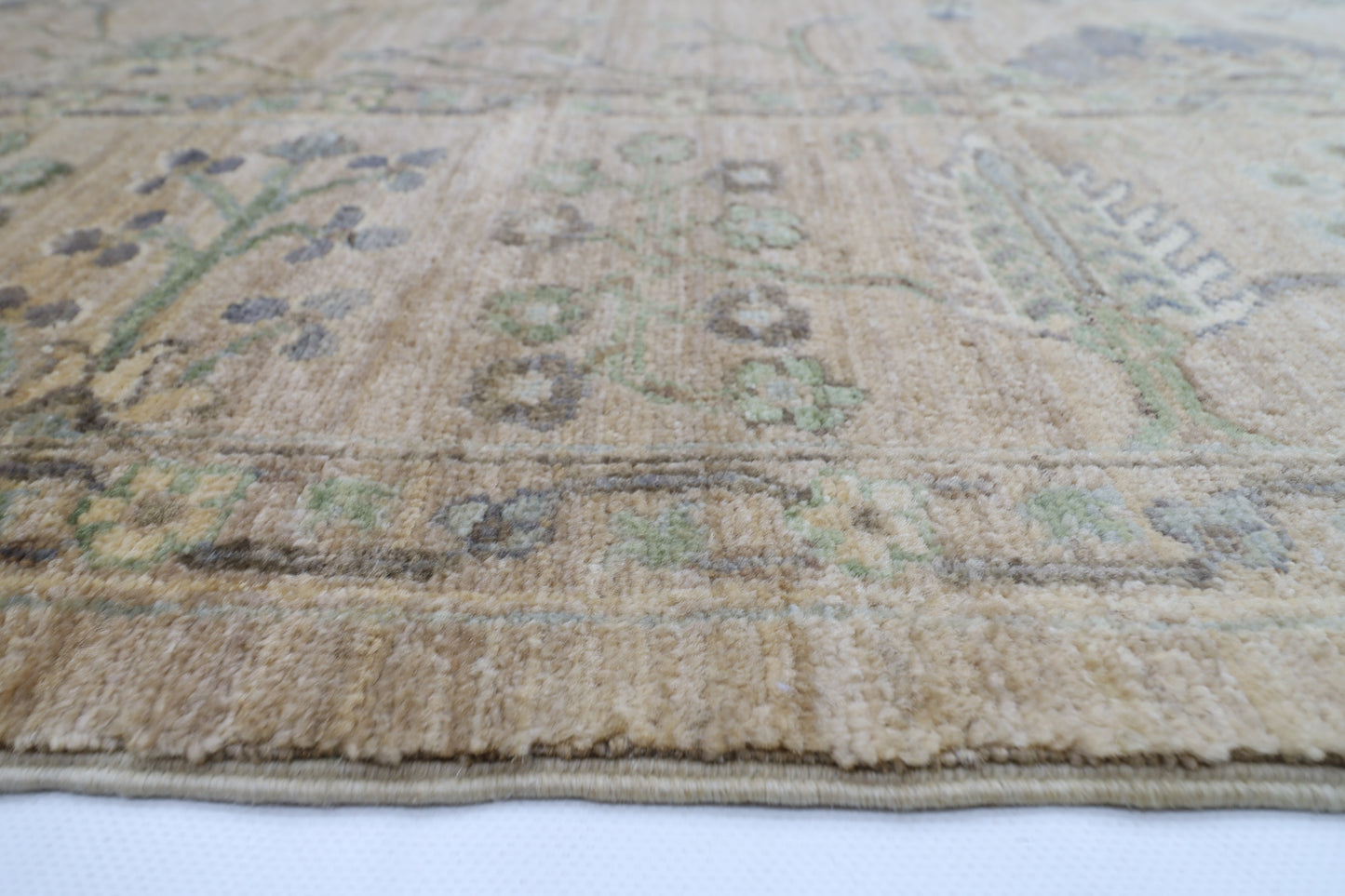 247 x 300 cm | Floral Beige Area Rug Afghan Hand Knotted Veg Dye Wool carpet