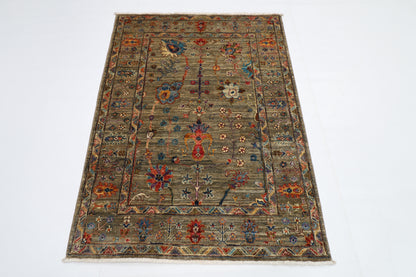 105 x 145 cm | Sultani Afghan Tribal Hand Knotted Natural Veg Dye Wool Carpet