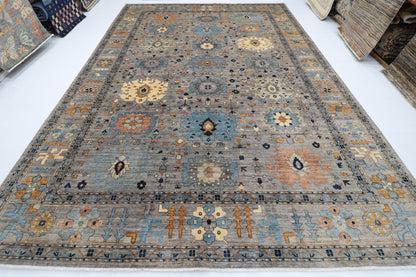 303 x 422 cm | Oriental Gray Area Rug Afghan Hand Knotted Veg Dye Wool carpet