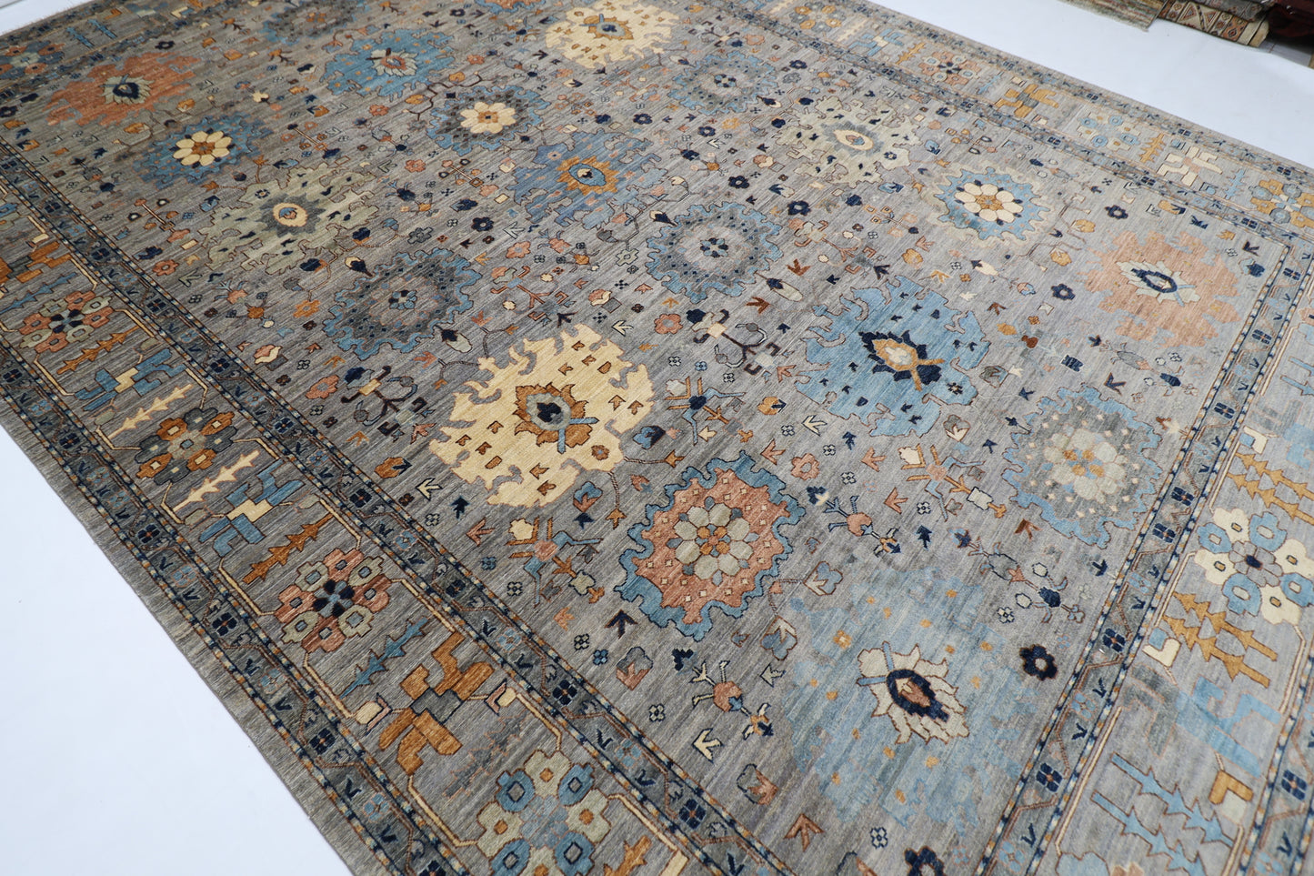 303 x 422 cm | Oriental Gray Area Rug Afghan Hand Knotted Veg Dye Wool carpet