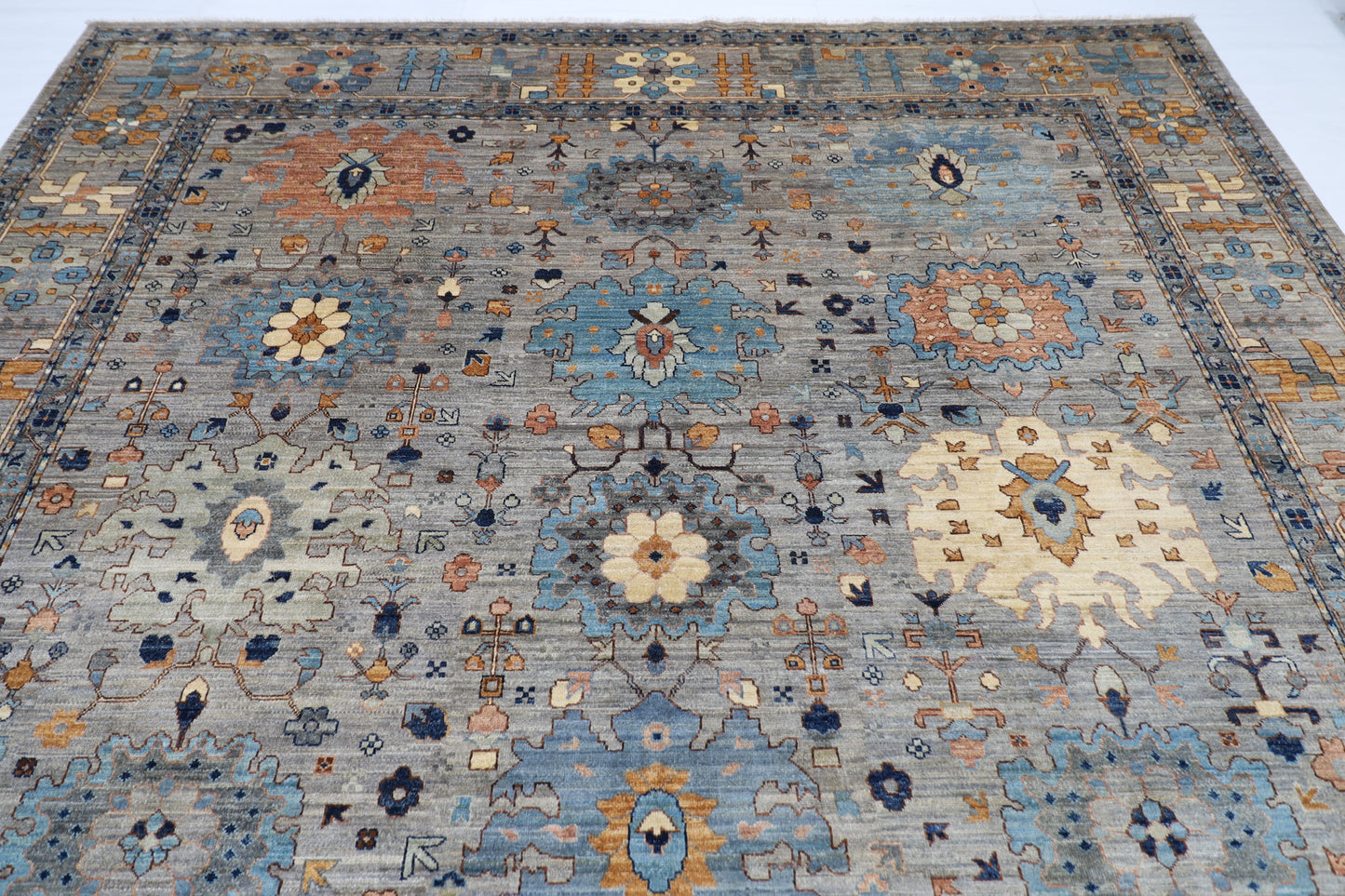 303 x 422 cm | Oriental Gray Area Rug Afghan Hand Knotted Veg Dye Wool carpet