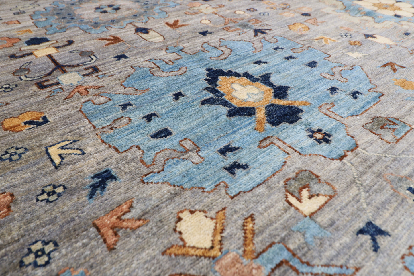 303 x 422 cm | Oriental Gray Area Rug Afghan Hand Knotted Veg Dye Wool carpet