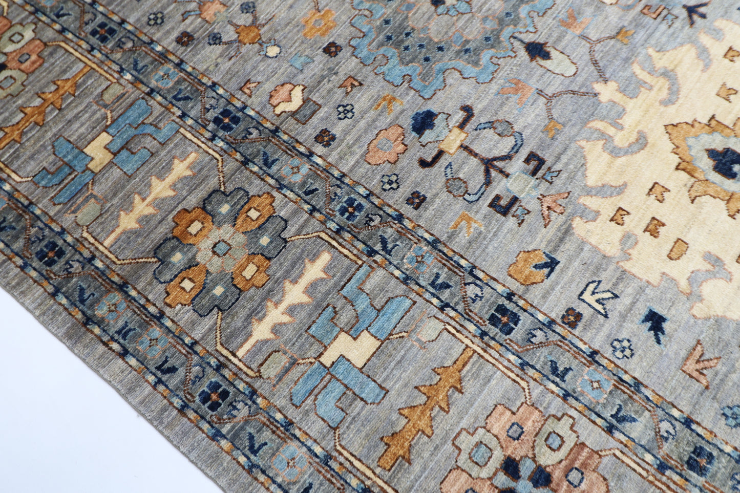 303 x 422 cm | Oriental Gray Area Rug Afghan Hand Knotted Veg Dye Wool carpet