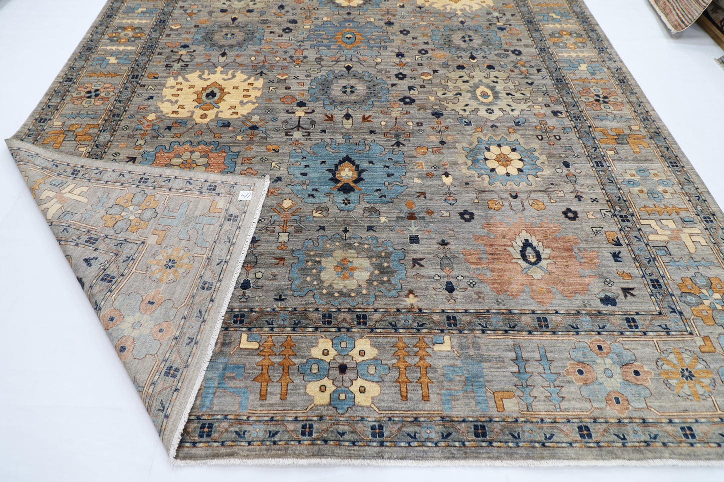 303 x 422 cm | Oriental Gray Area Rug Afghan Hand Knotted Veg Dye Wool carpet