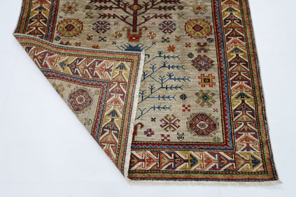 126 x 186 cm | Grey Afghan Tribal Hand Knotted Natural Veg Dye Wool Carpet