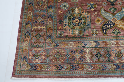 197 x 293 cm | Oriental Waziri Pink Area Rug Afghan Hand Knotted Veg Dye Wool carpet