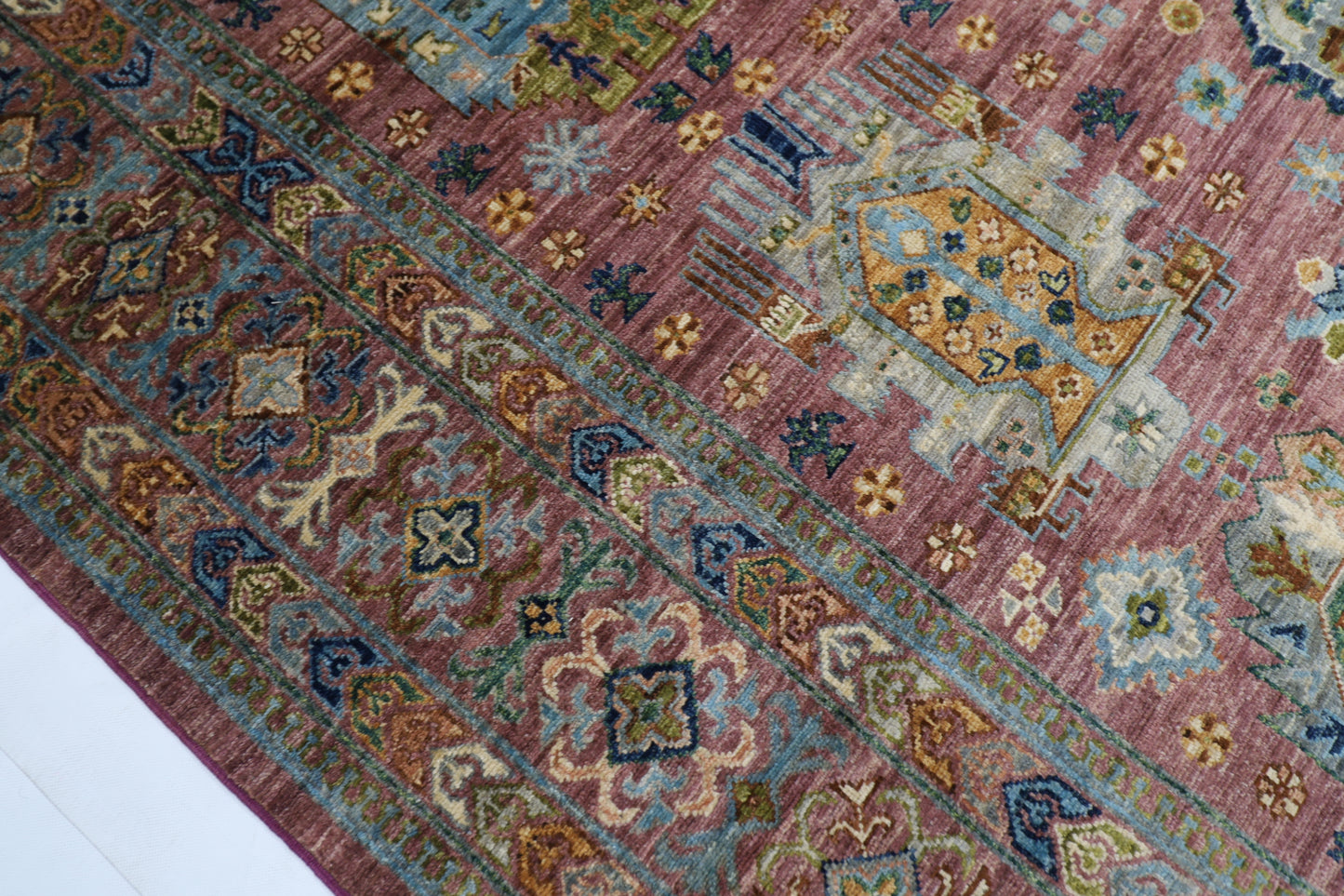 197 x 293 cm | Oriental Waziri Pink Area Rug Afghan Hand Knotted Veg Dye Wool carpet