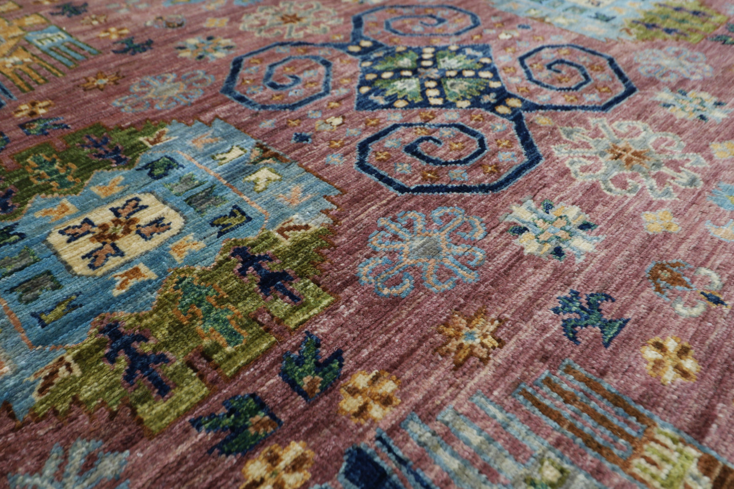 197 x 293 cm | Oriental Waziri Pink Area Rug Afghan Hand Knotted Veg Dye Wool carpet