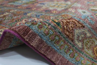 197 x 293 cm | Oriental Waziri Pink Area Rug Afghan Hand Knotted Veg Dye Wool carpet
