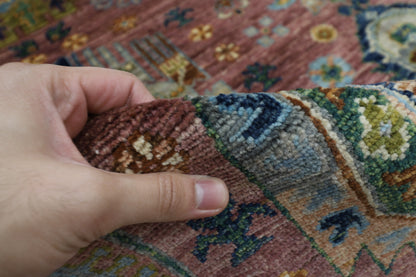 197 x 293 cm | Oriental Waziri Pink Area Rug Afghan Hand Knotted Veg Dye Wool carpet