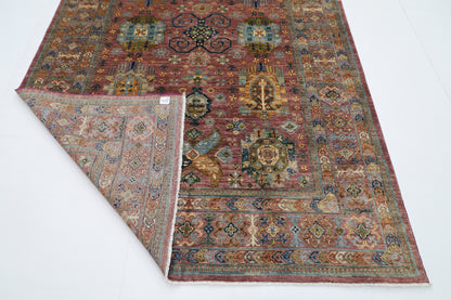 197 x 293 cm | Oriental Waziri Pink Area Rug Afghan Hand Knotted Veg Dye Wool carpet