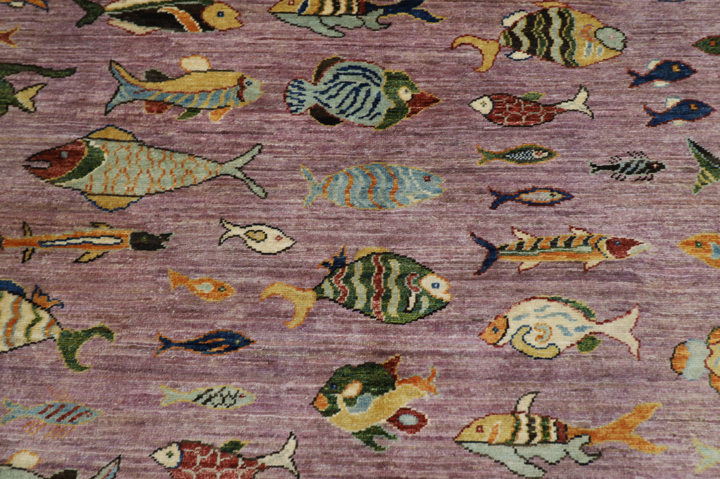 204 x 300 cm | Oriental Fish Pink Area Rug Afghan Hand Knotted Veg Dye Wool carpet