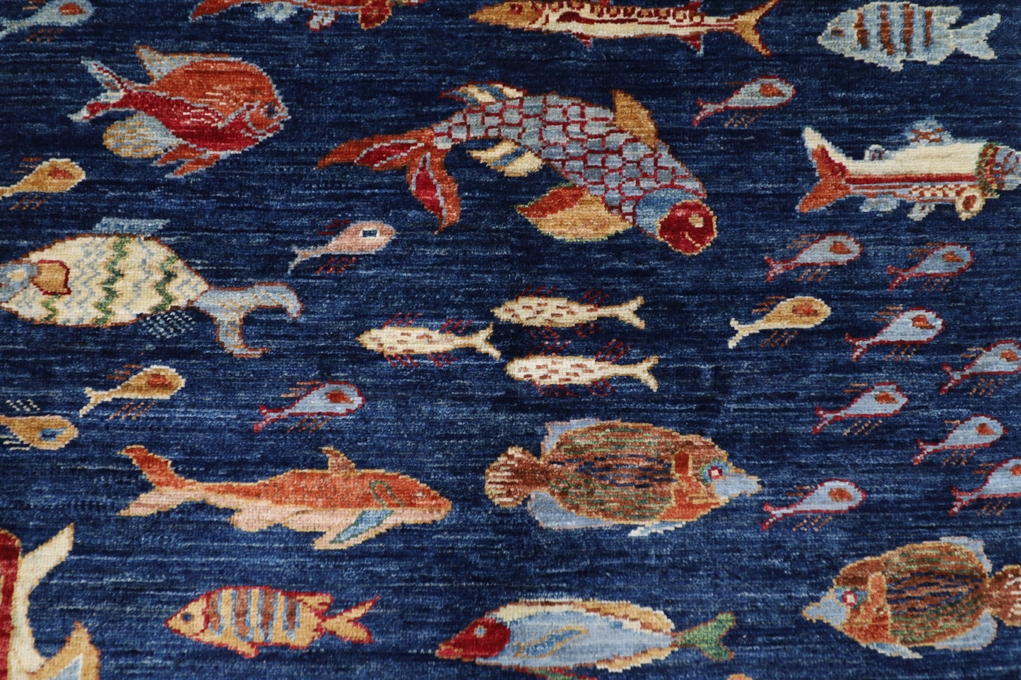 103 x 154 cm | Fish Party Afghan Hand Knotted Carpet