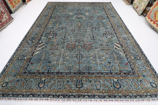 269 x 360 cm | Traditional Tree Area Rug Afghan Hand Knotted veg Dye Wool carpet