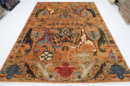250 x 304 cm | rust Gold Kawros  Area Rug Afghan Hand Knotted veg Dye Wool carpet