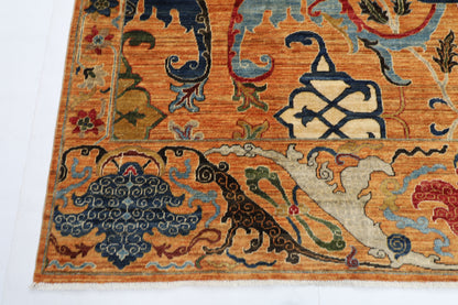 250 x 304 cm | rust Gold Kawros  Area Rug Afghan Hand Knotted veg Dye Wool carpet