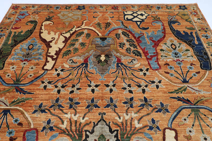 250 x 304 cm | rust Gold Kawros  Area Rug Afghan Hand Knotted veg Dye Wool carpet