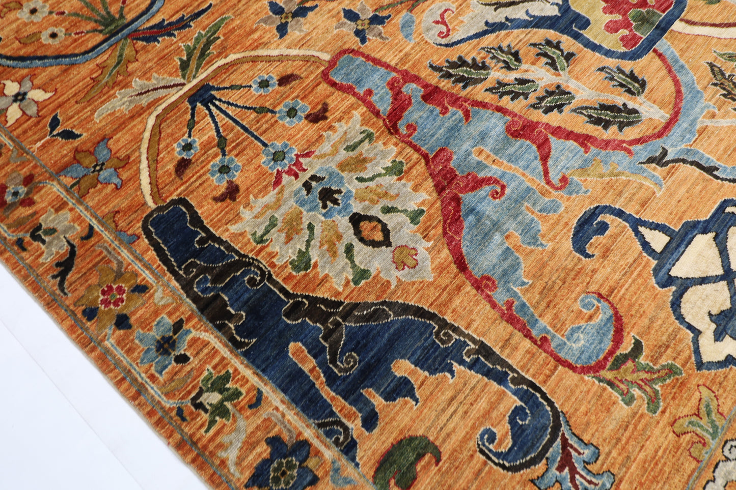 250 x 304 cm | rust Gold Kawros  Area Rug Afghan Hand Knotted veg Dye Wool carpet