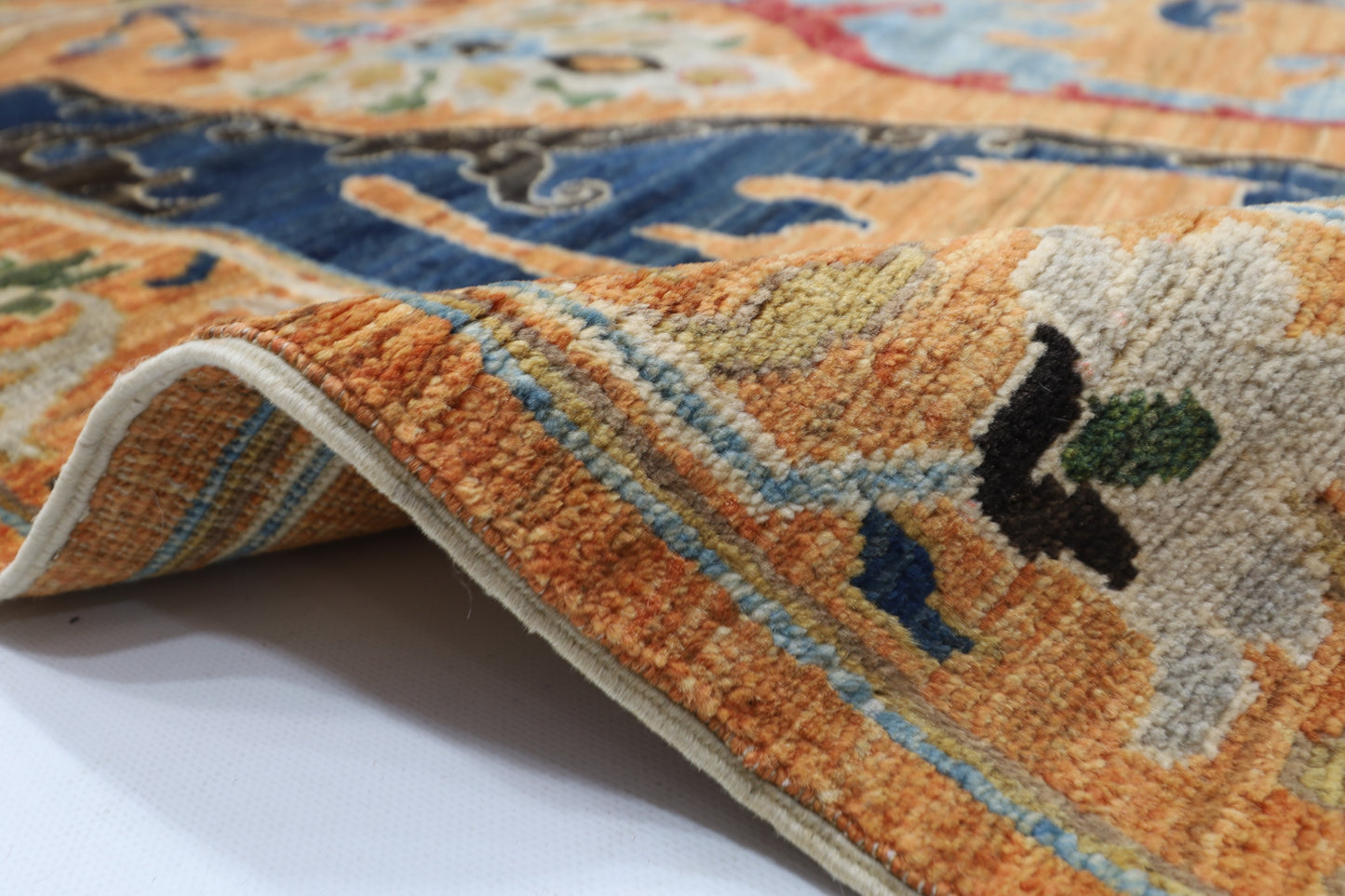 250 x 304 cm | rust Gold Kawros  Area Rug Afghan Hand Knotted veg Dye Wool carpet